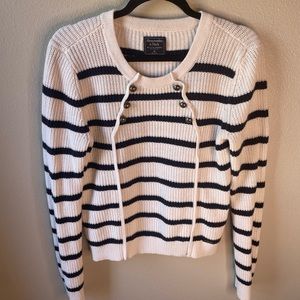 Abercrombie & Fitch Striped Crewneck Sweater with Buttons Size M